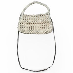 Zara Pearl Beaded Mini Bag Silver Chain Evening Wedding Bridal Party Clutch